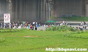 多摩川河川敷　二子新地（多摩川緑地バーベキュー広場）